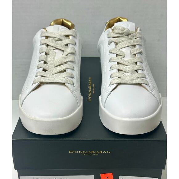 Donna Karan New York Women's Donna Lace Up Sneakers Shoes White/Gold Size 9.5M - Picture 8 of 8